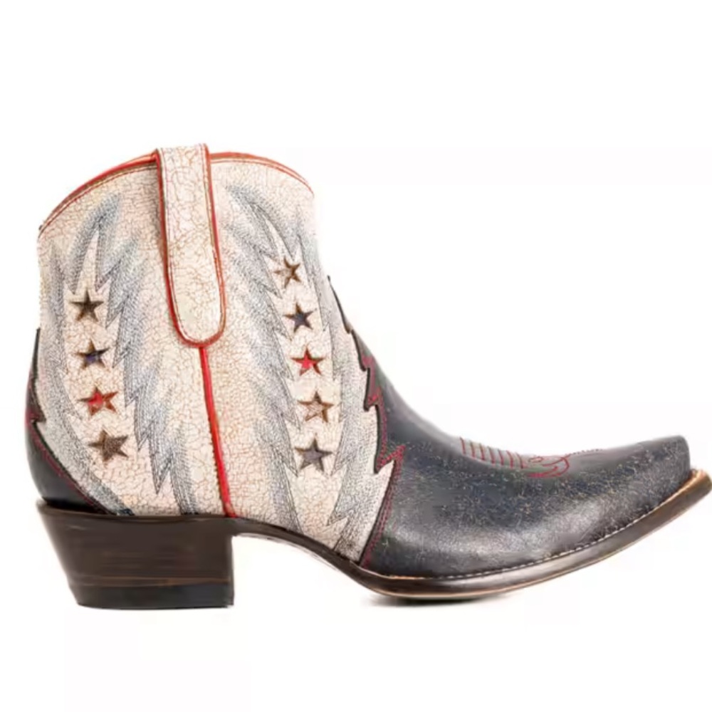 Old Gringo Legacy Blue Zipper Bootie Boot embroidered inlay stars RTL $395 8.5 - Picture 4 of 15